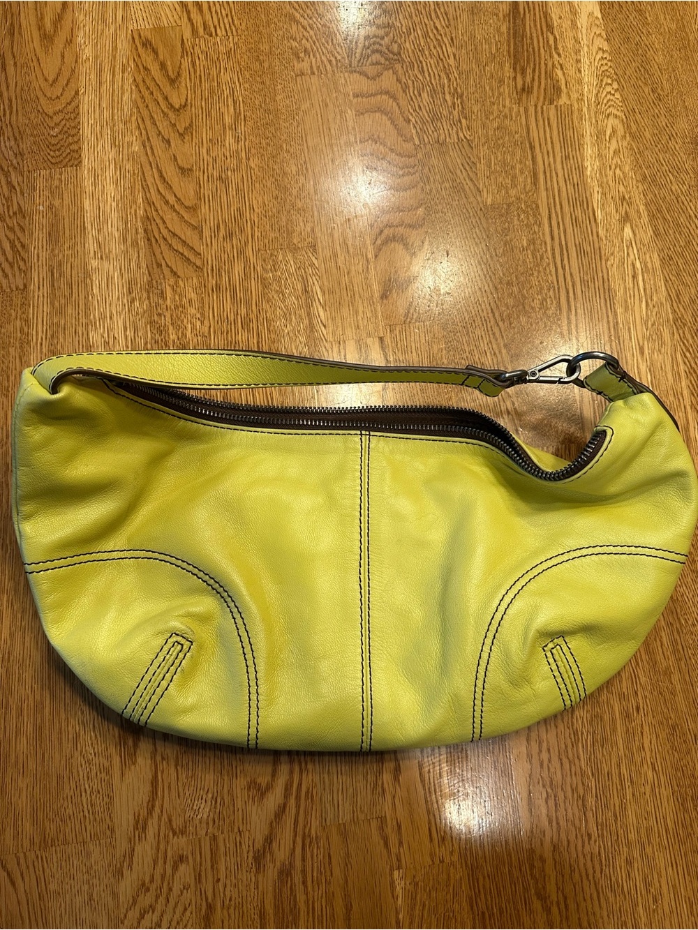 Free People Lemon Yellow Leather Shoulder Hobo